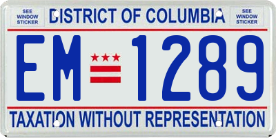 DC license plate EM1289