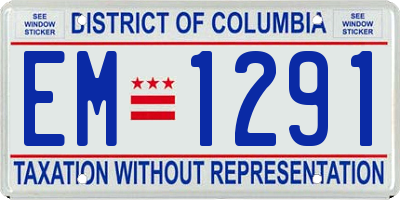 DC license plate EM1291