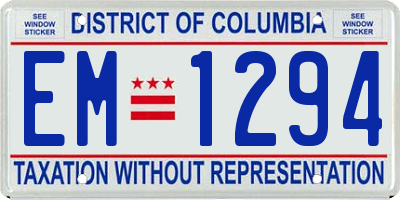 DC license plate EM1294