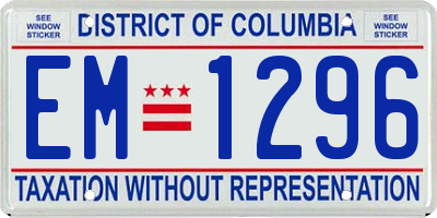 DC license plate EM1296