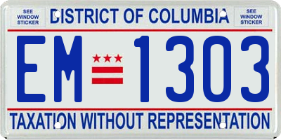 DC license plate EM1303