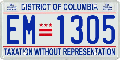 DC license plate EM1305