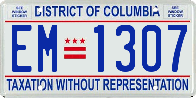 DC license plate EM1307