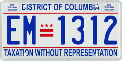DC license plate EM1312