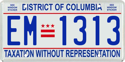DC license plate EM1313