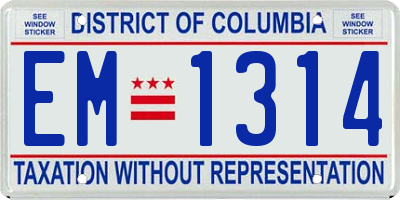 DC license plate EM1314