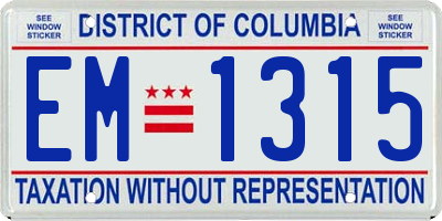 DC license plate EM1315