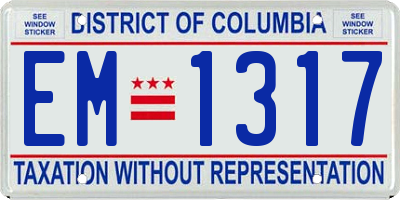 DC license plate EM1317