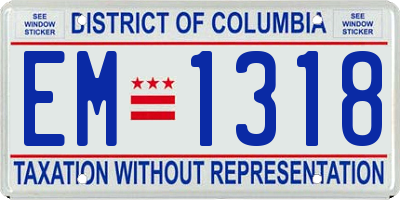 DC license plate EM1318