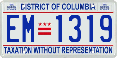 DC license plate EM1319