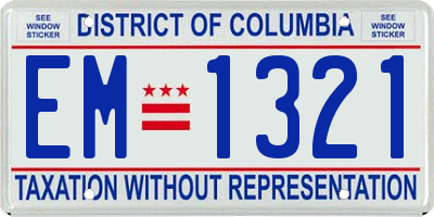 DC license plate EM1321