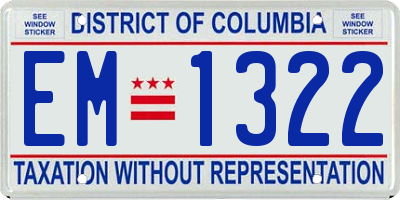 DC license plate EM1322