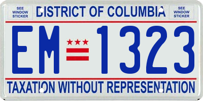DC license plate EM1323