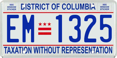 DC license plate EM1325