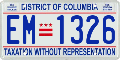 DC license plate EM1326