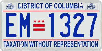 DC license plate EM1327