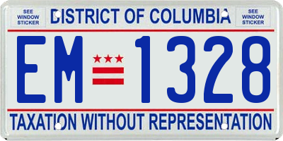 DC license plate EM1328