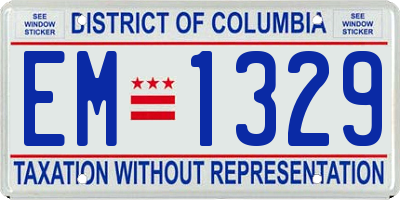 DC license plate EM1329