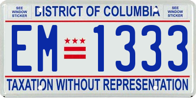DC license plate EM1333