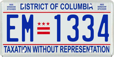 DC license plate EM1334