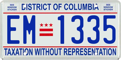 DC license plate EM1335