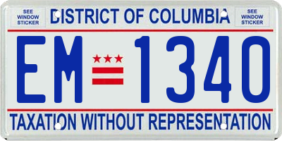 DC license plate EM1340