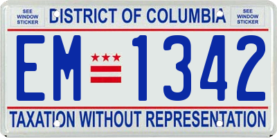 DC license plate EM1342