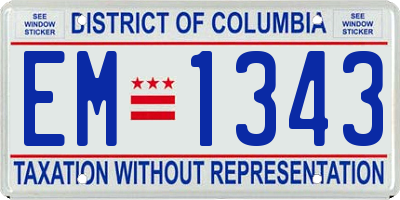 DC license plate EM1343