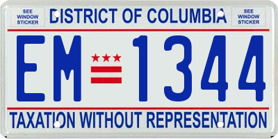 DC license plate EM1344