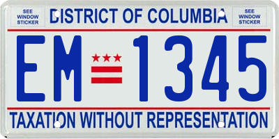 DC license plate EM1345