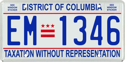 DC license plate EM1346