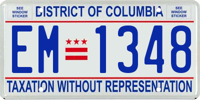 DC license plate EM1348