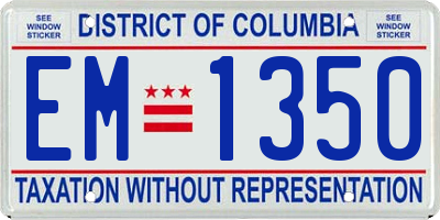DC license plate EM1350