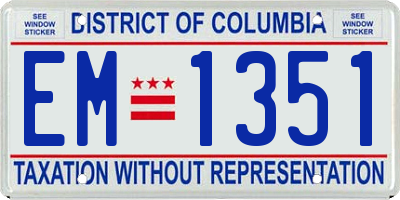 DC license plate EM1351