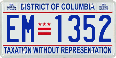 DC license plate EM1352