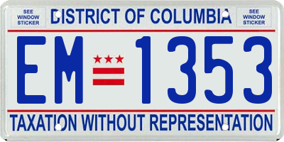 DC license plate EM1353