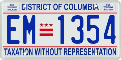 DC license plate EM1354