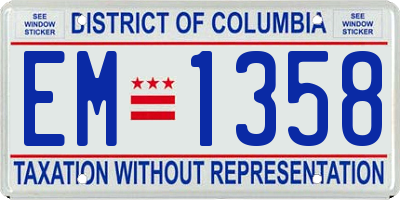 DC license plate EM1358