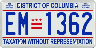 DC license plate EM1362
