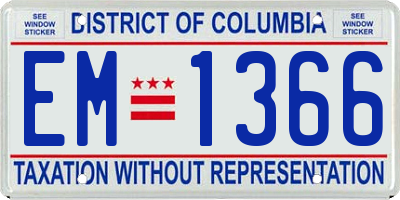 DC license plate EM1366