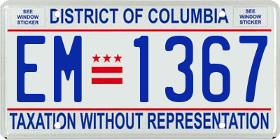 DC license plate EM1367