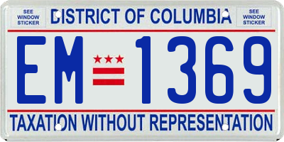DC license plate EM1369
