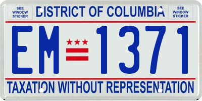 DC license plate EM1371