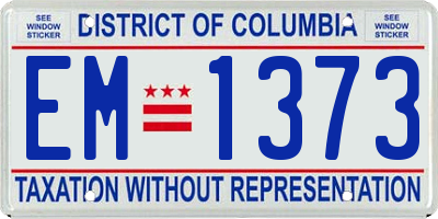 DC license plate EM1373