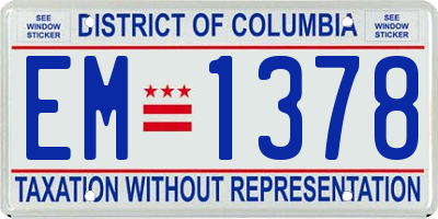 DC license plate EM1378