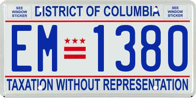 DC license plate EM1380