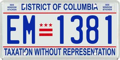 DC license plate EM1381
