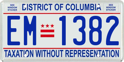 DC license plate EM1382