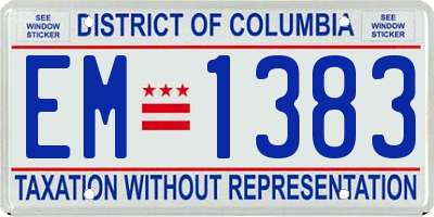 DC license plate EM1383