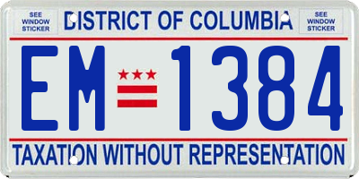 DC license plate EM1384